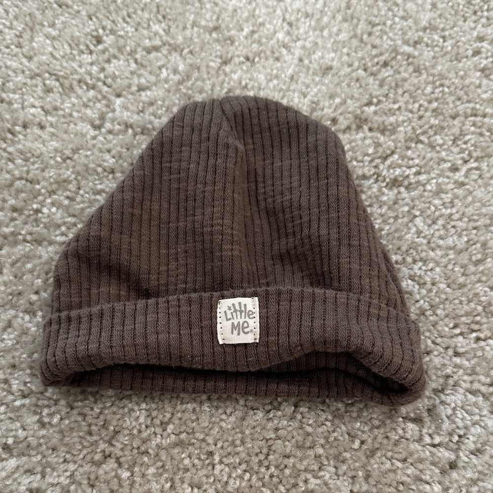 Little Me Chocolate Ribbed Kids Beanie
